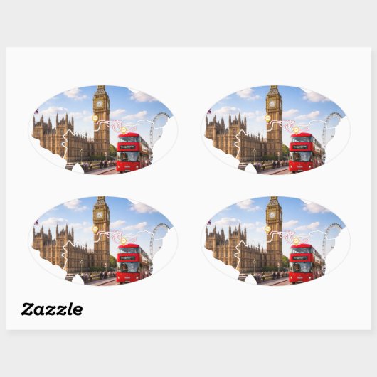 London 26.2 Marathoner Course Map Sticker 楕円形シール (シート)