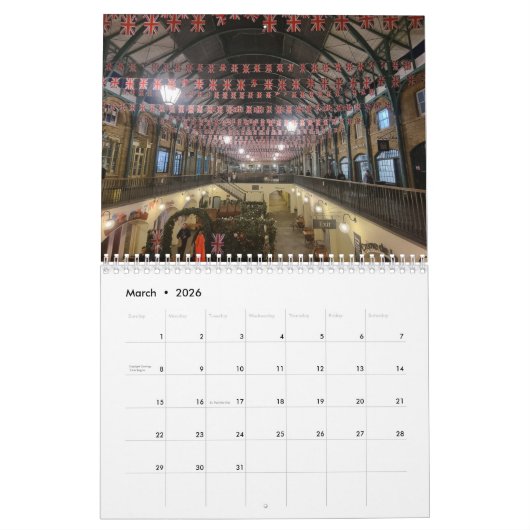 London at night 2026 Calendar カレンダー (3月 2026)