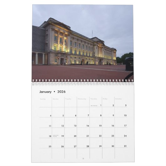 London at night 2026 Calendar カレンダー (1月 2026)