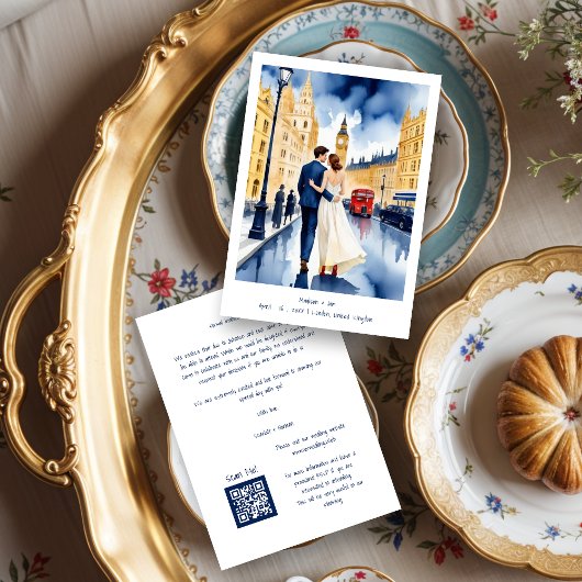 London Big Ben Colorful Cityscape Wedding Couple  セーブザデート