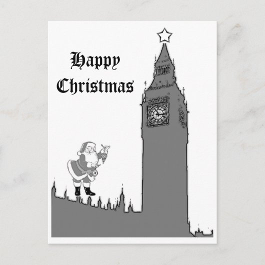 London Big Ben Happy Christmas Postcard シーズンポストカード (正面)