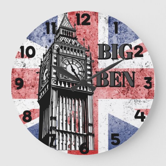 London Big Ben Union Jack ラージ壁時計 (正面)