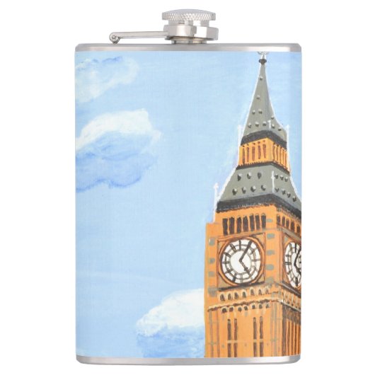London Big Ben Vinyl Wrapped Flask フラスク (正面)