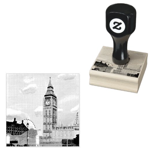 London Big Ben Wood Art Stamp ラバースタンプ (押印)