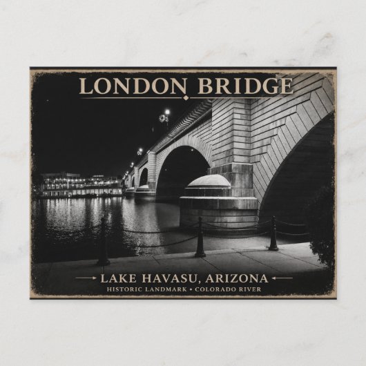 London Bridge Black & White Night ポストカード (正面)