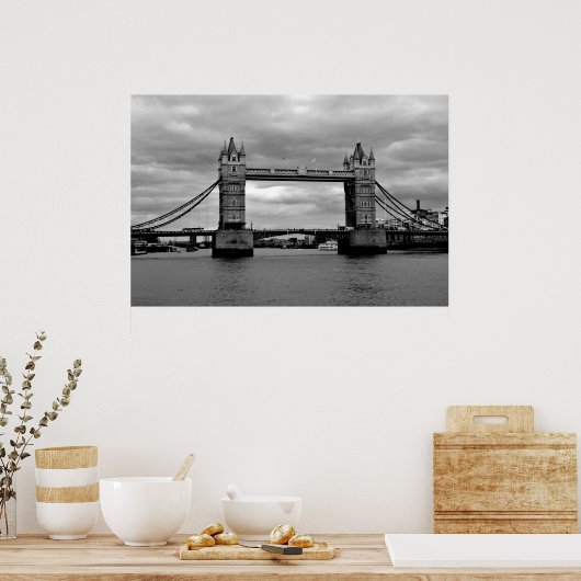 London Bridge  in Black and White ポスター (キッチン)