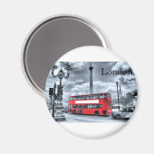 LONDON BUS in Black & White (St.K) マグネット (正面/裏面)