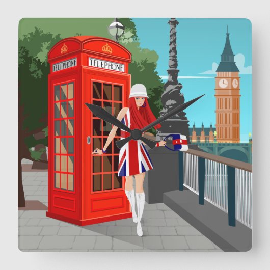 London Calling スクエア壁時計 (正面)