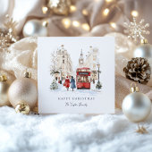 London Christmas Watercolor City Scene シーズンカード