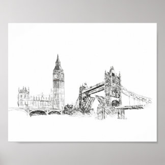 London city illustration poster ポスター