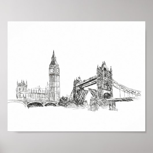 London city illustration poster ポスター (正面)
