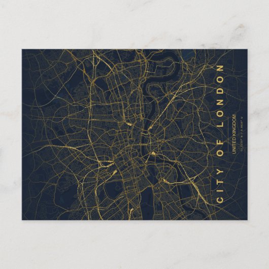 London City Map Minimal Postcard ポストカード (正面)