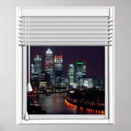 London City View Fake Window With Blinds ポスター