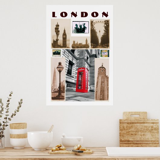 LONDON Collageポスター ポスター (キッチン)
