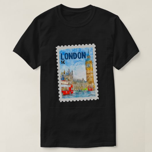 London England UK English Travel British Stamp Her Tシャツ (デザイン正面)