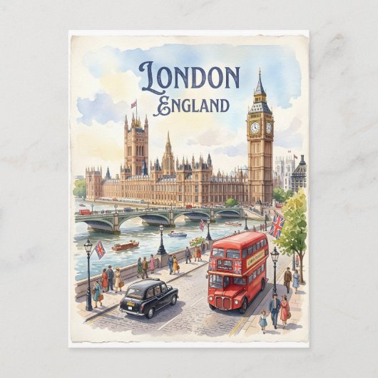London England watercolor  ポストカード (正面)
