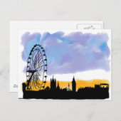London Eye Skyline Art，カスタマイズ可能なギフト ポストカード (正面/裏面)