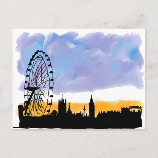 London Eye Skyline Art，カスタマイズ可能なギフト ポストカード (正面)