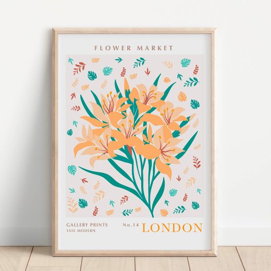 London Flower Market Botanical ポスター