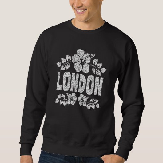 London Flowers Distressed White Print スウェットシャツ (正面)