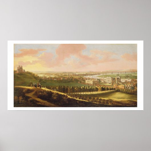 London from Greenwich Hill, c.1680 (キャンバス上の油) ポスター (正面)