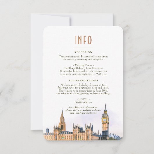 London Insert INFO詳細England 結婚's 招待状 (正面)