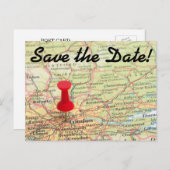 London Map Pin日付の保存 案内ポストカード (正面/裏面)