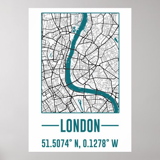 LONDON MINIMALIST city Map, LONDON DIY city Map ポスター (正面)