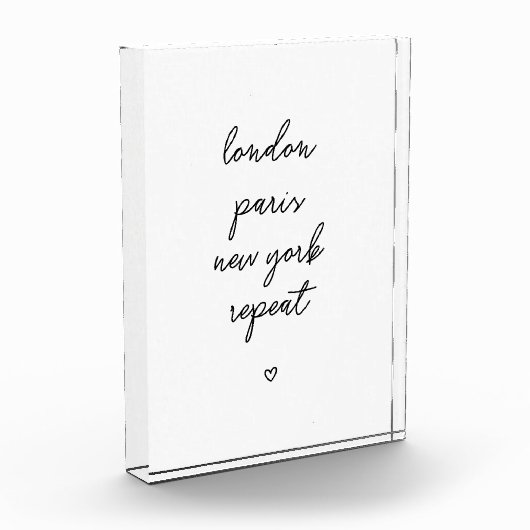 'London Paris New York Repeat' Acrylic block フォトブロック (左)