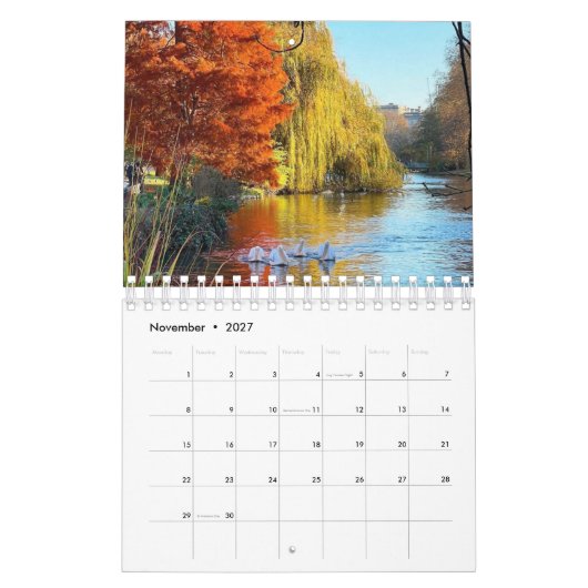 London Park Wildlife Tranquility カレンダー (11月 2027)
