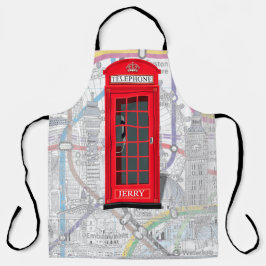 London Phone Booth Tube Map 🇬🇧 Custom Name エプロン