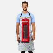 London Phone Booth Tube Map 🇬🇧 Custom Name エプロン (着用した状態)