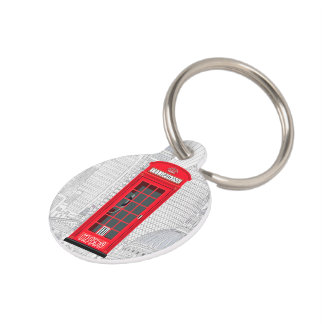 London Phone Booth with Custom Name & Number ペット ネームタグ