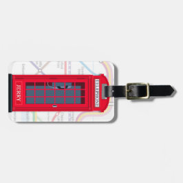 London Phone Booth with Tube Map Background ラゲッジタグ