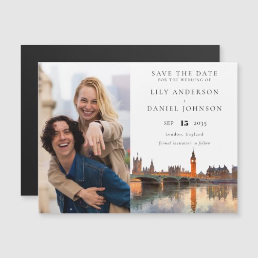 London Photo Wedding Save The Date マグネット招待状 (正面/裏面)