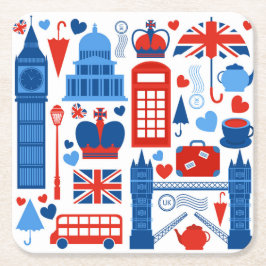 London Pop Icons Paper Coaster  スクエアペーパーコースター