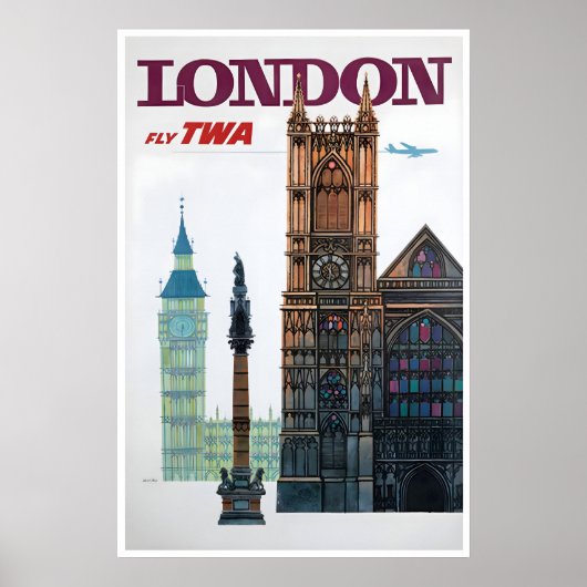 London Print TWA Travel Poster England Art David ポスター (正面)