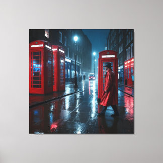 London Rain and Red Coats キャンバスプリント