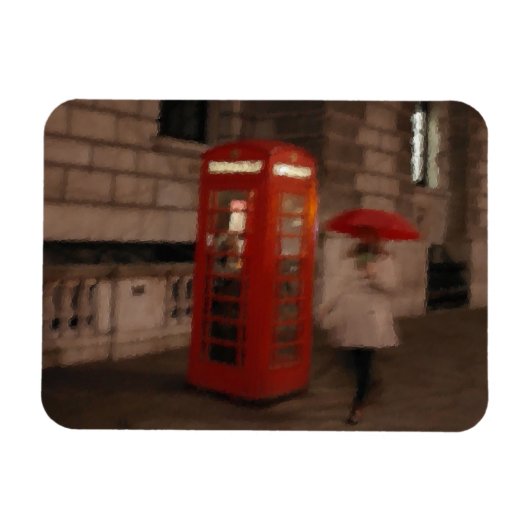 London - Rainy Day Phone Box - Amplicar Magnet マグネット (横)