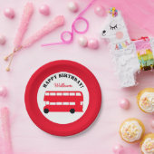 London Red Double Decker Bus, British Kids (パーティー) ペーパープレート (パーティー)