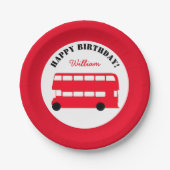 London Red Double Decker Bus, British Kids (パーティー) ペーパープレート (正面)