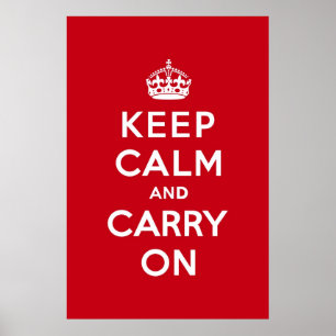 London Red Keep Calm and Carry On ポスター