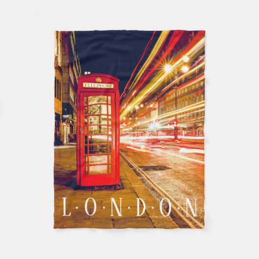 London Red Phone Booth、カーライト フリースブランケット (正面)