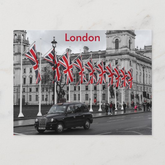 London Scene in Grey with Red Highlights ポストカード (正面)