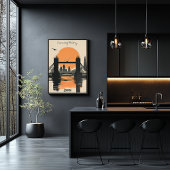 London Silhouette, Tower Bridge Sunset Reflections ポスター