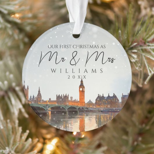 London Skyline 夫婦初クリスマス 写真入りギフト オーナメント (ツリー)