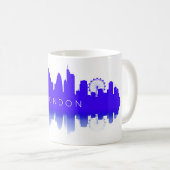 London Skyline Silhouette – Modern Blue コーヒーマグカップ (正面右)