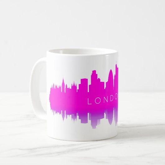 London Skyline Silhouette – Modern Pink コーヒーマグカップ (正面左)