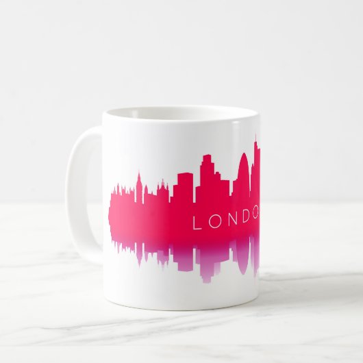 London Skyline Silhouette – Modern Red コーヒーマグカップ (正面左)