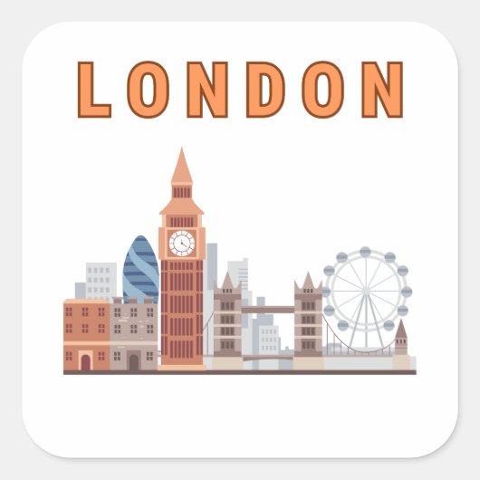 London Skyline Square Stickers スクエアシール (正面)